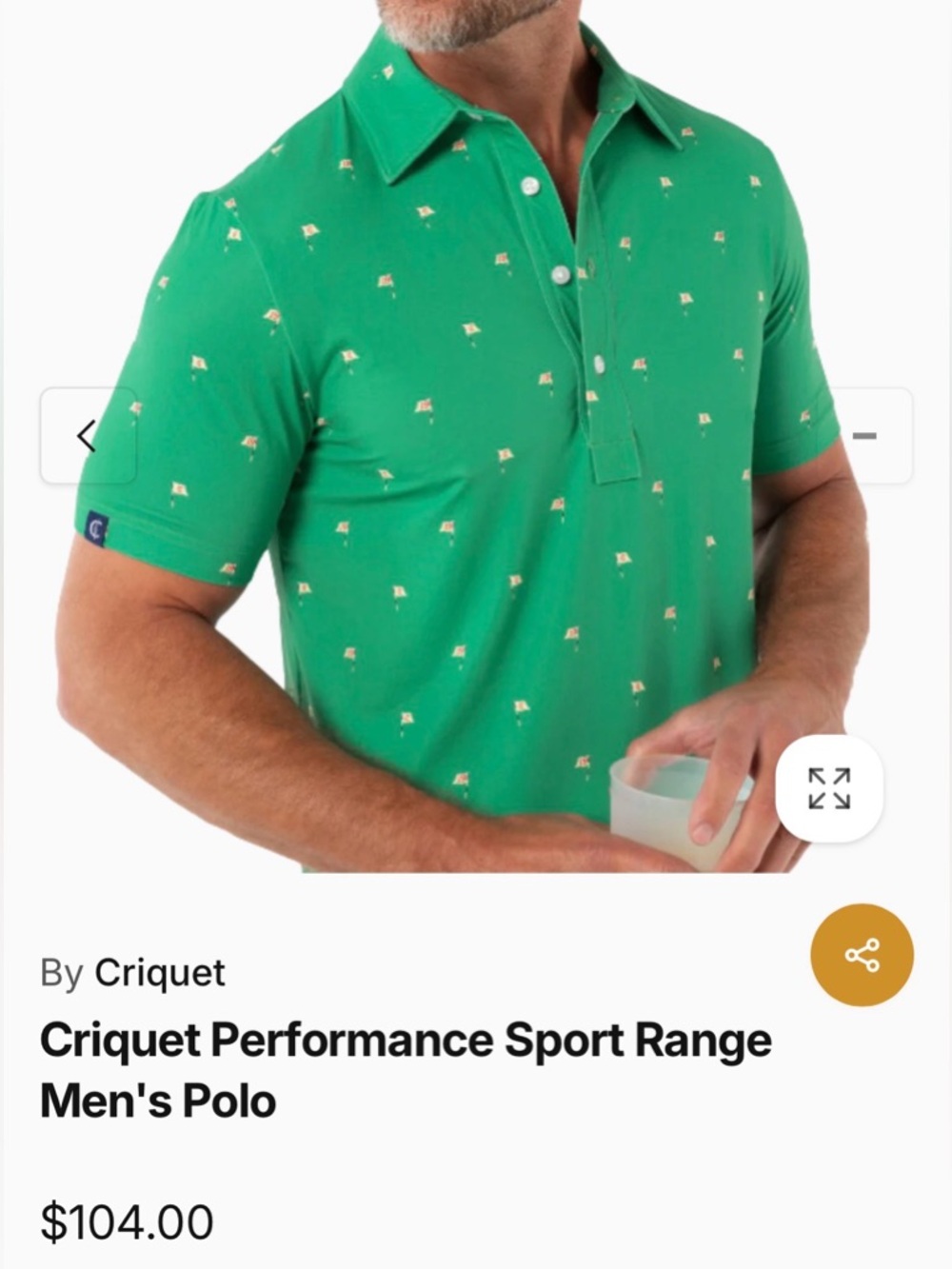 Criquet Green Short-Sleeve Polo with Small Flag Print